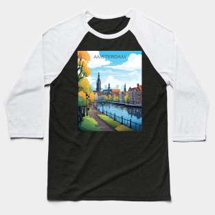 Amsterdam, Netherlands, Travel Print, Travel Wall Art, Travel Home Décor, Travel Gift Art Baseball T-Shirt